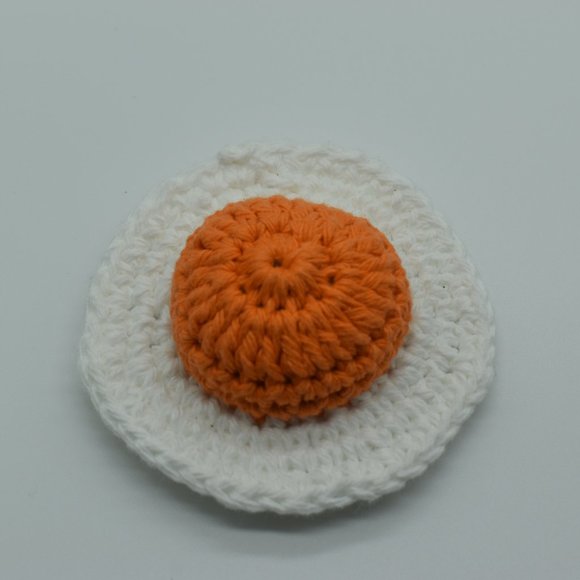 Handcrafted Crochet Fried Egg catnip toy - Picture 3 of 6
